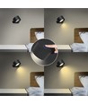 Genopladelig væglampe CCT - 4,5W, Mat sort, rund, 360° roterbar, IP20, inkl. lyskilde