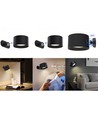 4,5W Genopladelig væglampe CCT - IP20, Rund, Mat sort, 360° roterbar, inkl. lyskilde