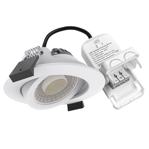 LEDlife DimToWarm+CCT RA96, hvid indbygningsspot - Hul: Ø6,8 cm, Mål: Ø8,3 cm, 7W, hvid kant, dæmpbar, 230V