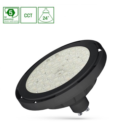 Ar111 LED 8,5W GU10 - 230V, 24°, CCT, sort, Spectrum