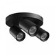 Rund loftlampe med 3 spots, GU10 - Sort, Ø22cm, IP20 indendørs, uden lyskilde