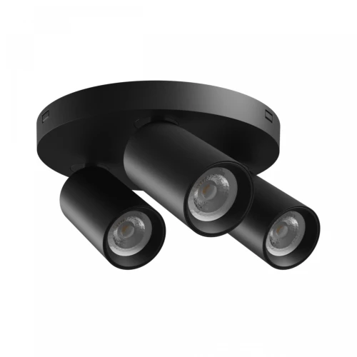 Rund loftlampe med 3 spots, GU10 - Sort, Ø22cm, IP20 indendørs, uden lyskilde