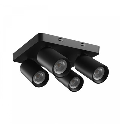 Loftlampe med 2x2 spots, GU10 - Sort, IP20 indendørs, uden lyskilde