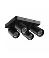 Loftlampe med 2x2 spots, GU10 - Sort, IP20 indendørs, uden lyskilde