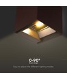 9W LED Solcelle væglampe - IP65, CCT, 3 lyskulører, PIR-sensor, cortenfarvet hus