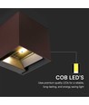 9W LED Solcelle væglampe - IP65, CCT, 3 lyskulører, PIR-sensor, corten hus