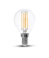 E14 6W filament LED kronepære - P45, 600lm, klart glas, Samsung LED chip