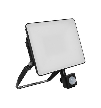 10W LED projektør med sensor - 120lm/W, sort, IP65 udendørs