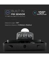 20W LED projektør med sensor - 120lm/W, IP65, sort, 3000K, PIR sensor