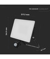 Vt-4949-Fc LED projektør 50W - hurtig tilslutning, PIR sensor, 3000K, sort hus, 120 lm/W