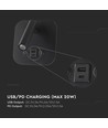 8W LED senge-væglampe med USB opladning - Sort, 3000K, CREE chip, USB-A og USB-C