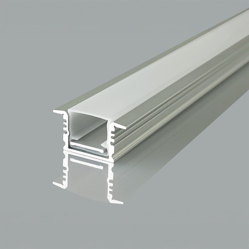 2m indbygningsprofil, aluminium - Inkl. cover, til LED strips op til 14,1mm, sølv, IP20