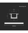 2m indbygningsprofil, aluminium - Inkl. cover, til LED strips op til 14,1mm, sølv, IP20