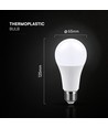E27 15W LED pære - A65, 1521lm, 200° spredning, erstatter 100W