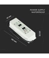 150W / 12V DC vandtæt strømforsyning - 12.5A, IP67, Slim design, plasthus