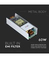 60W / 24V DC Slim strømforsyning - 2.5A, IP20, metalhus