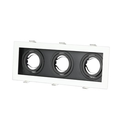 3xGU10 indbygningsspot, firkantet - Hvid/Sort, aluminium, uden lyskilde, hul: Ø256x85mm, mål: 270x100mm