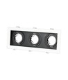 3xGU10 indbygningsspot, firkantet - Hvid/Sort, aluminium, uden lyskilde, hul: Ø256x85mm, mål: 270x100mm