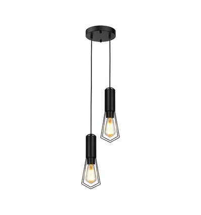 Designer pendellampe til 2xE27 - Mat sort, Ø11x31,7cm, uden lyskilde