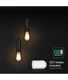Designer pendellampe til 2xE27 - Mat sort, Ø11x31,7cm, uden lyskilde