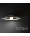 Designer pendellampe - Ø60cm, G9 fatning, sort/hvid metal og glas, uden lyskilde