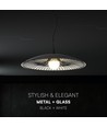 Designer pendellampe - Ø60cm, G9 fatning, sort/hvid metal og glas, uden lyskilde