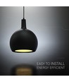 E27 Designer pendellampe, Ø28cm - Sort, metal og keramik, uden lyskilde, max 60W
