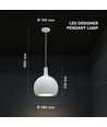 E27 Designer pendellampe, Ø28cm - Keramik og metal, hvid, uden lyskilde