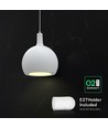E27 Designer pendellampe, Ø28cm - Keramik og metal, hvid, uden lyskilde