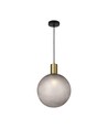 E27 designer pendelophæng - Ø10cm, børstet messing og røgfarvet glas, uden lyskilde