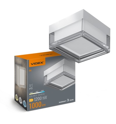 9W Firkantet LED væg/loftlampe - 3CCT, IP65, hvid, Bulkhead, IK07