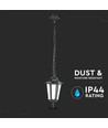 E27 loftlampe, mat sort - IP44, aluminium og glas, max 60W, 17x17x84cm, uden lyskilde