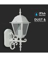 E27 udendørs væglampe, hvid - Lanterne, opadvendt, IP44, aluminium og glas