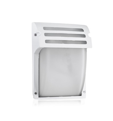 E27 væglampe - Mat hvid, IP44, aluminium og glas, uden lyskilde