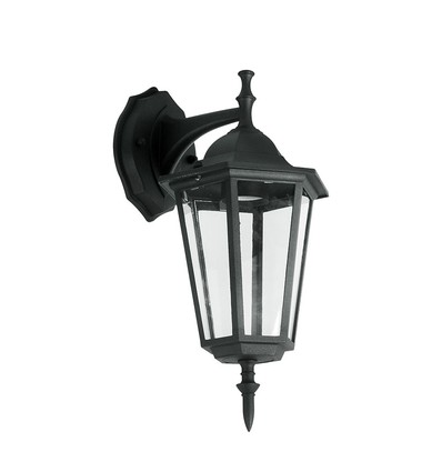 E27 udendørs væglampe - Sort, aluminium og glas, klassisk lanterne, uden lyskilde
