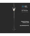 E27 havelampe på stander - Sort, IP44 udendørs, aluminium, højde: 136,5 cm, uden lyskilde