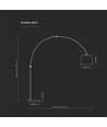 Sort LED gulvlampe med marmorfod - E27 fatning, max 60W, 192cm høj, moderne design