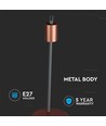 Designer bordlampe med E27 fatning og afbryder - Rød bronze, metal, 150x420mm, max 60W
