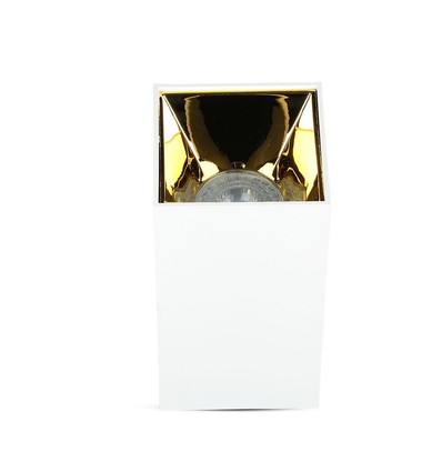 GU10 kvadratisk påbygningsspot - Hvid/Guld, aluminium, max 35W, 8x8cm