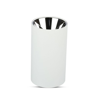 GU10 påbygningsspot - Rund, hvid og krom, aluminium, uden lyskilde