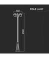 2-hovedet havelampe til E27, 230cm - IP44, sort, aluminium, uden lyskilde