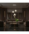 3x10W LED designer pendellampe - 3600lm, 3000K, børstet nikkel, hvid finish