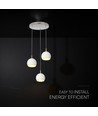 120x150 mm VT-89023 hængelampe 3x10W - LED, dekorativ, 3000K, børstet nikkel + hvid