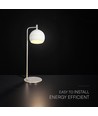 10W dekorativ LED bordlampe - Ø16 x 44 cm, 1200lm, børstet nikkel og hvid, 3000K