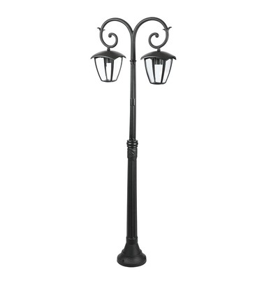 141cm havelampe med 2 hoveder - Sort, aluminium, IP44 udendørs, 2x E27 fatning, uden lyskilde