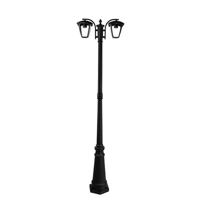 199cm 2-hovedet havepære, E27 - Sort, aluminium, IP44 udendørs, uden lyskilde