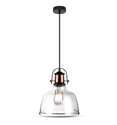 Vt-7220 pendel lampe E27 - gennemsigtig, sort loftroset