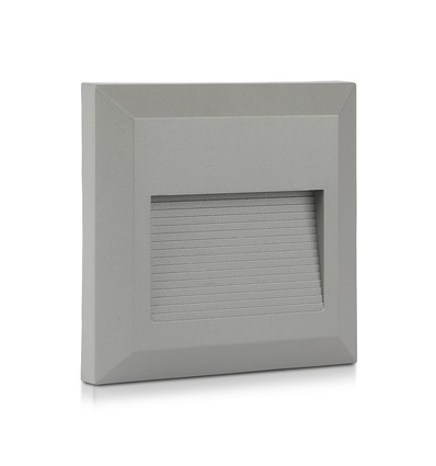 2W LED væglampe til indbygning - IP65, 12,4 x 12,4 cm, sort, firkantet, 4000K, step light