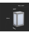 12W LED væglampe, grå - 750lm, 6400K, kold hvid