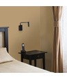 3W LED senge/hotel væglampe med USB og afbryder - Sort, 3000K, COB CREE chip, 12x12 cm